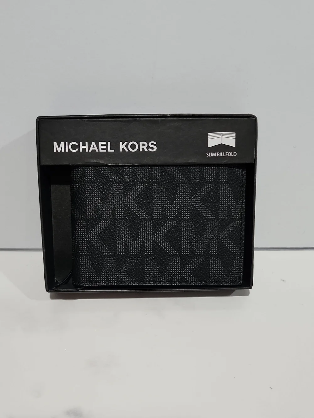 Michael Kors Black Nori MK Logo Slim Billfold Wallet